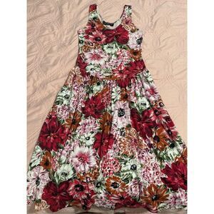 Vintage Floral 90s Fit & Flare Tank Sun Dress Champagne West S
